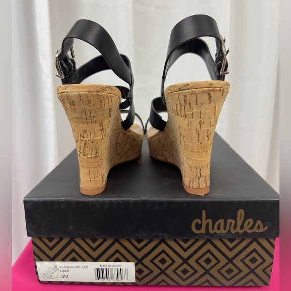 CHARLES BY CHARLES DAVID Women's Liber Platform Black Straps/Cork Sole 8M NIB - Picture 8 of 11